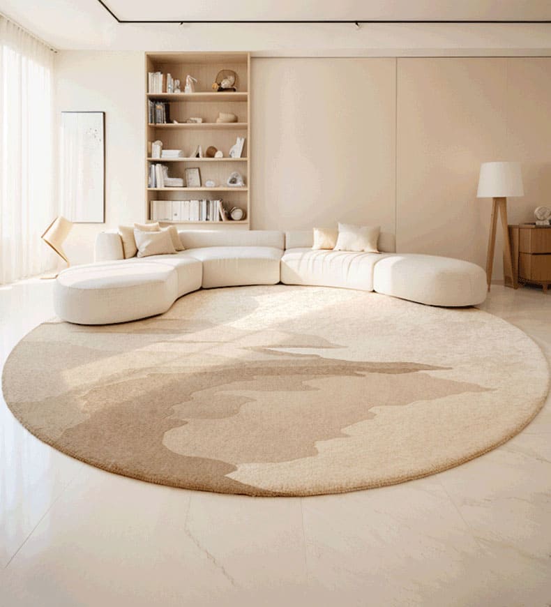 พรมแต่งบ้าน - Luna Beige Round Carpet