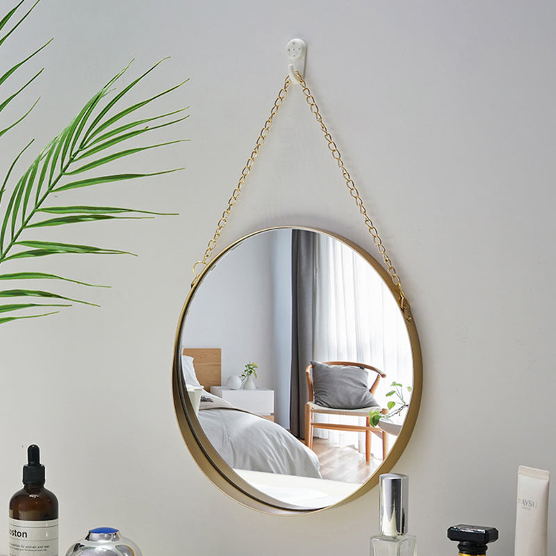 กระจกแขวนสไตล์เรียบหรูกรอบทอง - Golden Wall Hanging Mirror