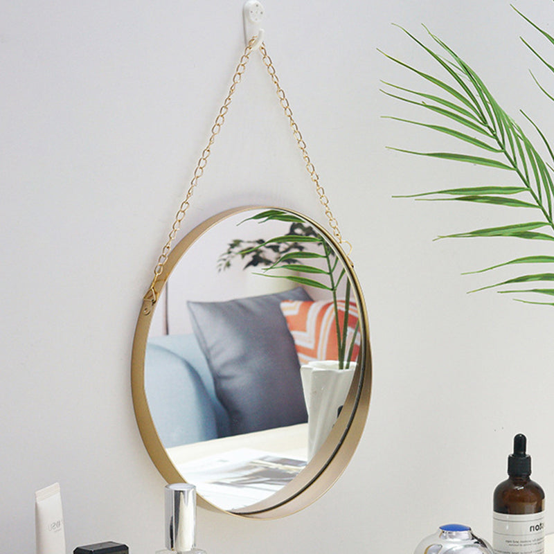 กระจกแขวนสไตล์เรียบหรูกรอบทอง - Golden Wall Hanging Mirror