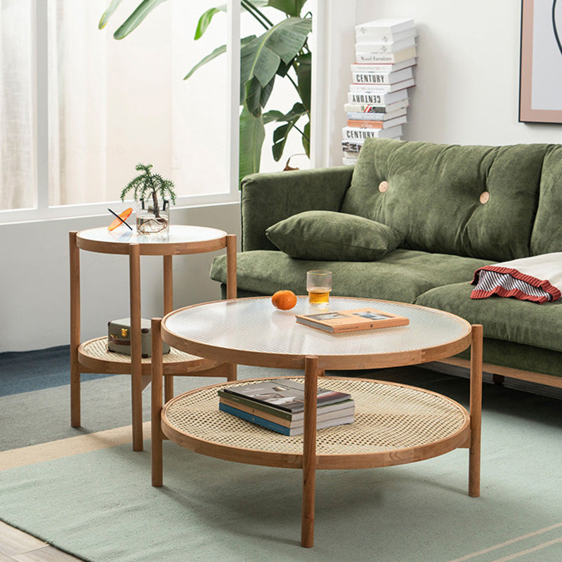 ชุดโต๊ะห้องรับแขก - Double Round Natural Rattan Table