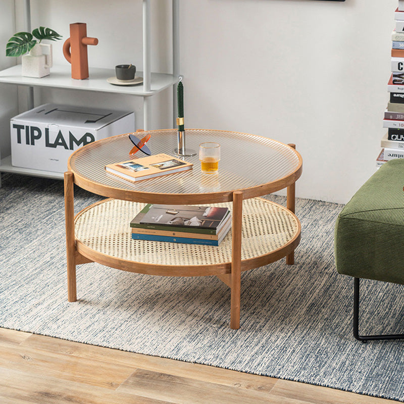 ชุดโต๊ะห้องรับแขก - Double Round Natural Rattan Table