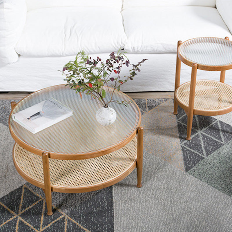 ชุดโต๊ะห้องรับแขก - Double Round Natural Rattan Table