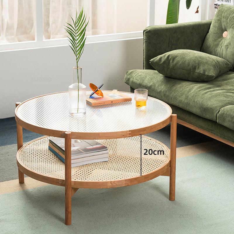 ชุดโต๊ะห้องรับแขก - Double Round Natural Rattan Table