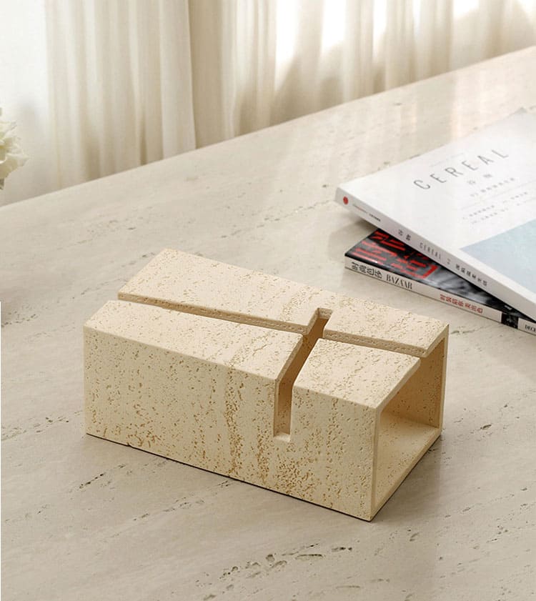 ที่ใส่กระดาษทิชชู่ตั้งโต๊ะ - Travertine Designed Tissue Box X