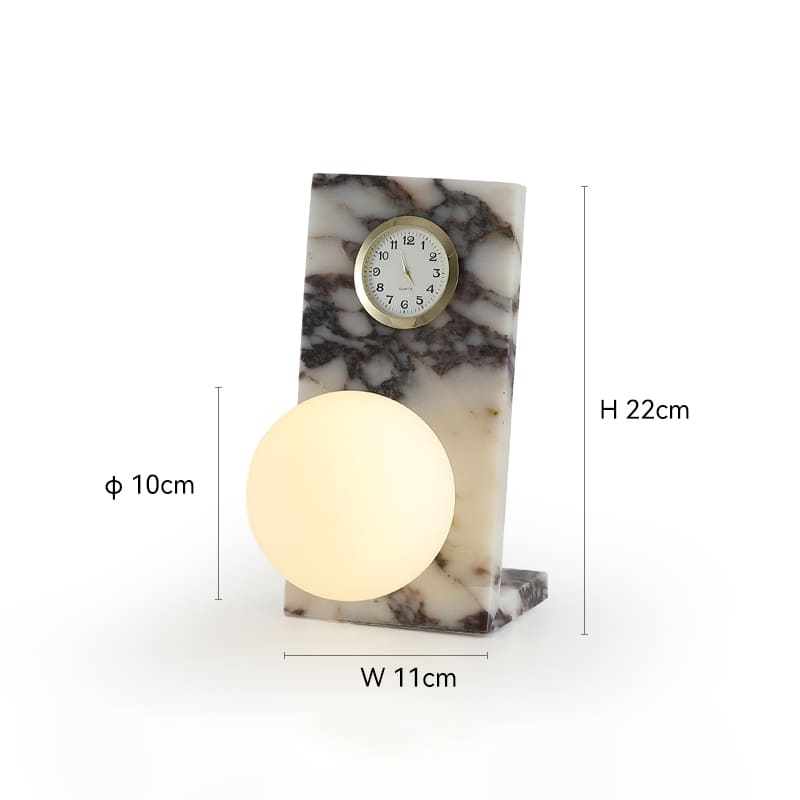 นาฬิกาโคมไฟตั้งโต๊ะตกแต่งบ้าน - Marble Glow Clock Lamp