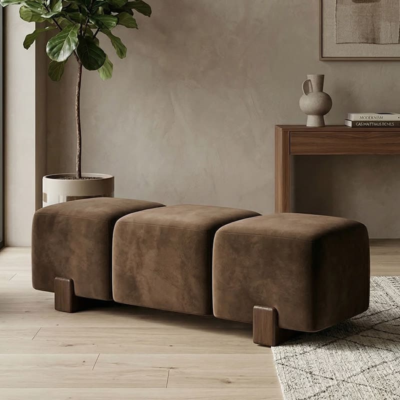 ม้านั่งสำหรับตกแต่งบ้าน - Cognac Cube Bench