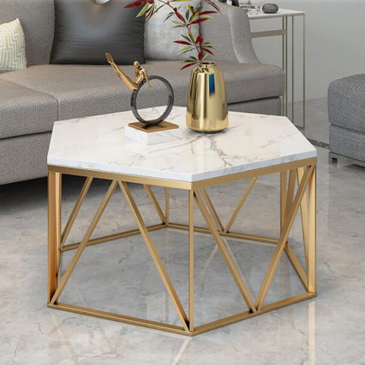 โต๊ะกลางห้องรับแขกลายหินอ่อนหกเหลี่ยม - Hexagon Livingroom Table