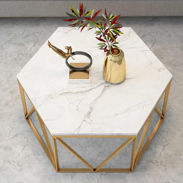 โต๊ะกลางห้องรับแขกลายหินอ่อนหกเหลี่ยม - Hexagon Livingroom Table