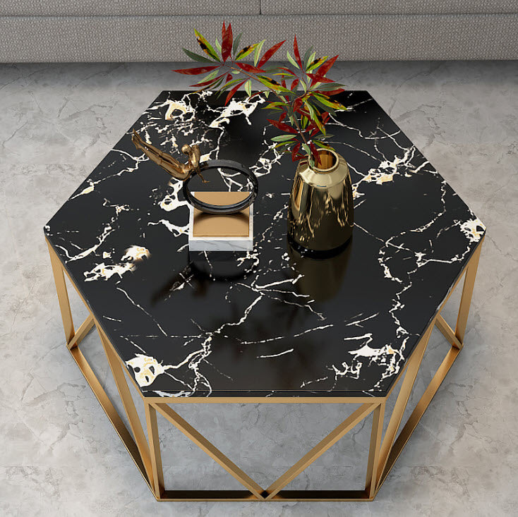โต๊ะกลางห้องรับแขกลายหินอ่อนหกเหลี่ยม - Hexagon Livingroom Table