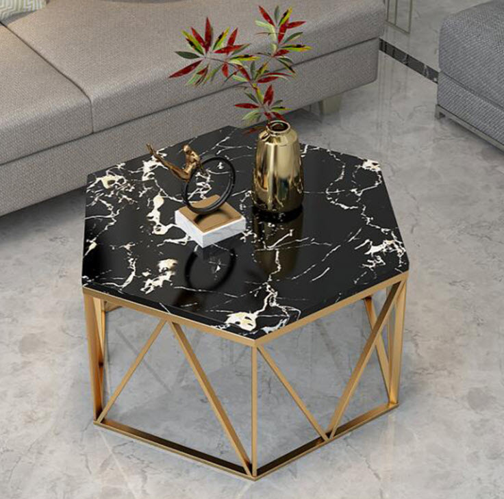 โต๊ะกลางห้องรับแขกลายหินอ่อนหกเหลี่ยม - Hexagon Livingroom Table