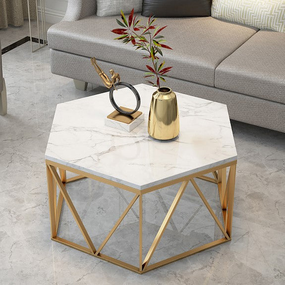 โต๊ะกลางห้องรับแขกลายหินอ่อนหกเหลี่ยม - Hexagon Livingroom Table
