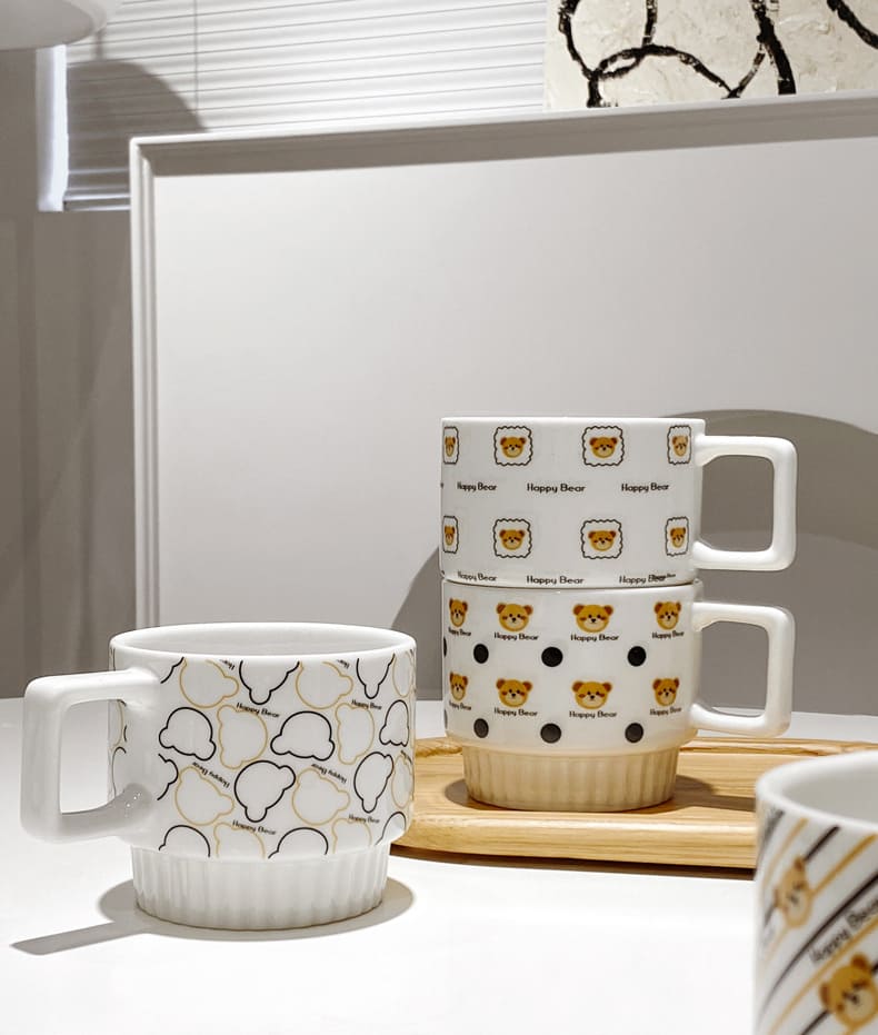 แก้วน้ำลวดลายสวยงาม - Happy Bear Ceramic Mug