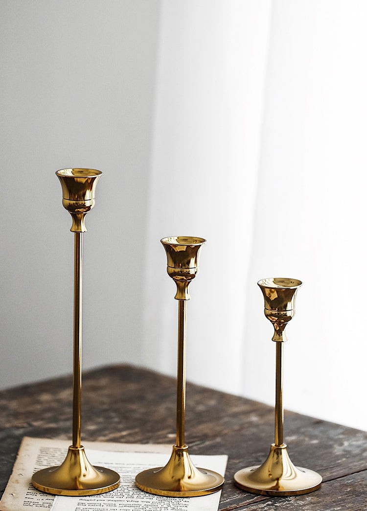 เชิงเทียนสำหรับตกแต่งบ้าน - Golden Designed Candle Holder Set