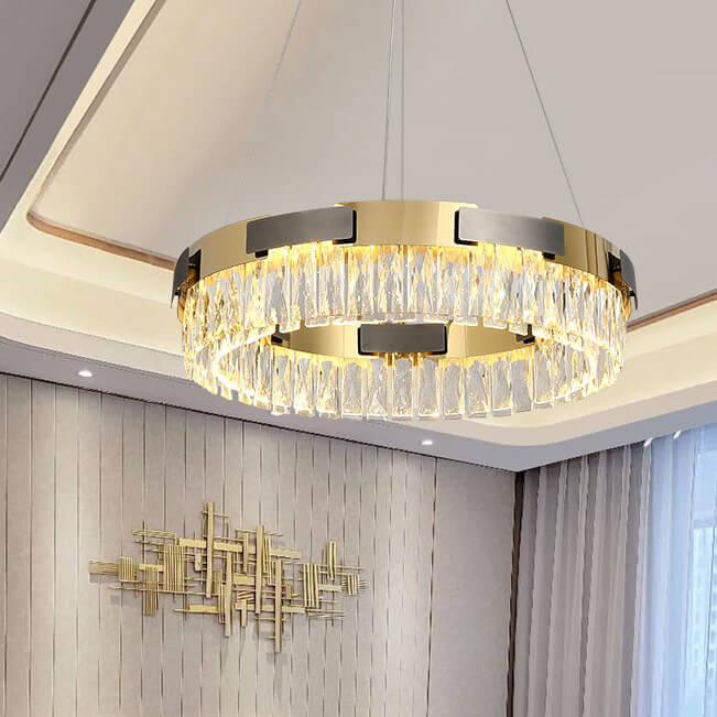 โคมไฟแต่งบ้านติดเพดาน - Circle Crystal Decor Chandelier