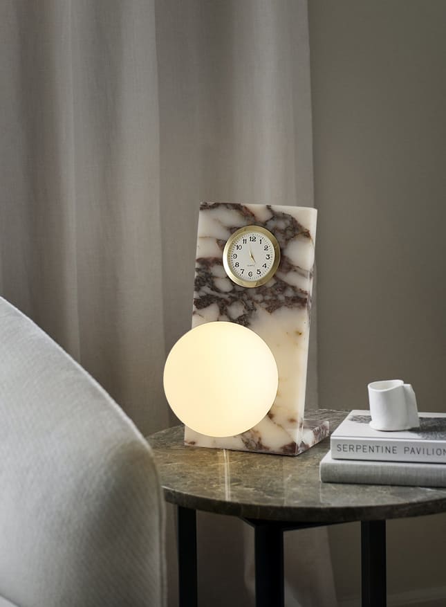 นาฬิกาโคมไฟตั้งโต๊ะตกแต่งบ้าน - Marble Glow Clock Lamp