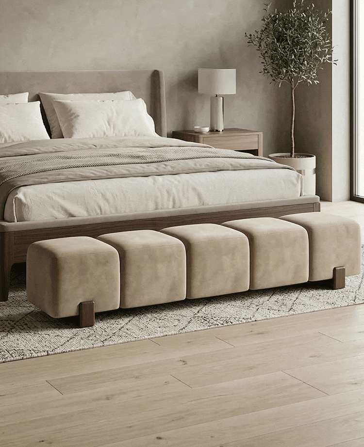 ม้านั่งสำหรับตกแต่งบ้าน - Cognac Cube Bench