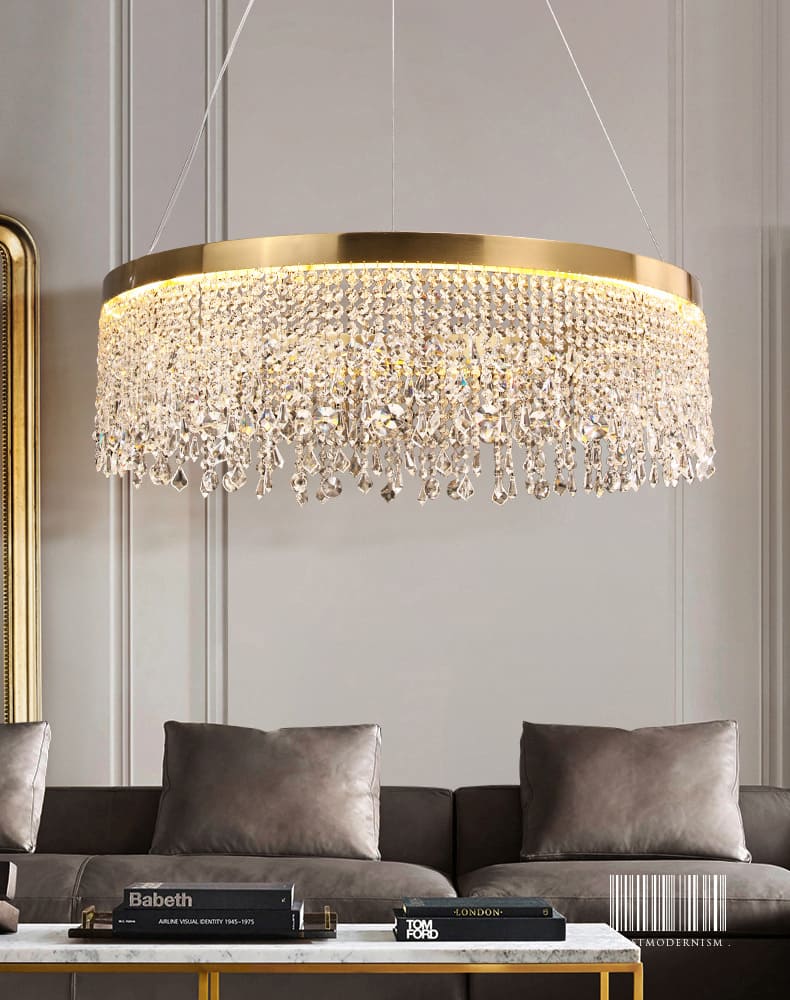 โคมไฟแต่งบ้านติดเพดาน - Circle Crystal Designed Chandelier III