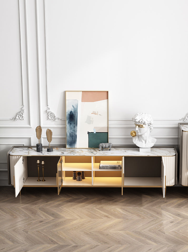 โต๊ะวางทีวีท็อปหินอ่อน - Luxury Decor TV Table