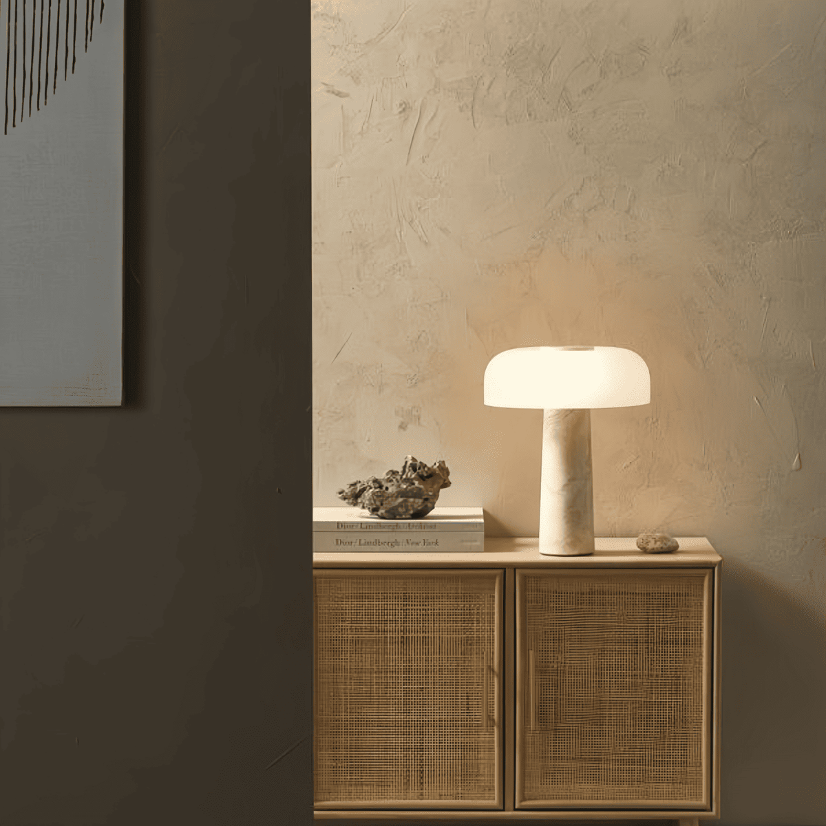 โคมไฟตั้งโต๊ะตกแต่งบ้าน - Nordic Travertine Table Lamp