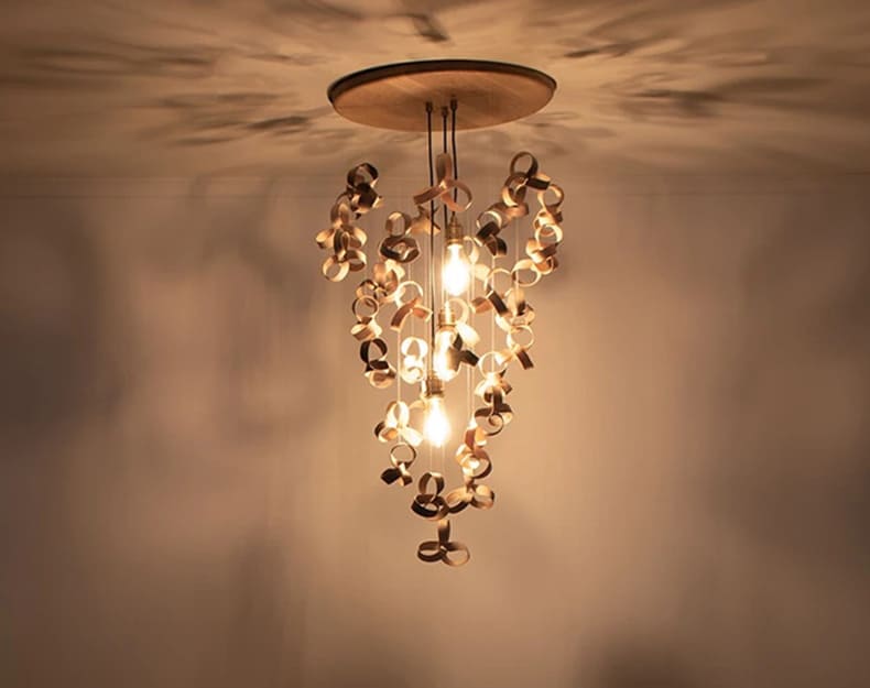 โคมไฟแต่งบ้านติดเพดาน - Veneer Designed Decor Stair Chandelier