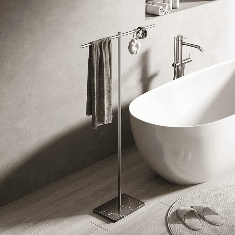 ราวแขวนเสื้อผ้า - Marble Designed Clothes Floor Hanger IV