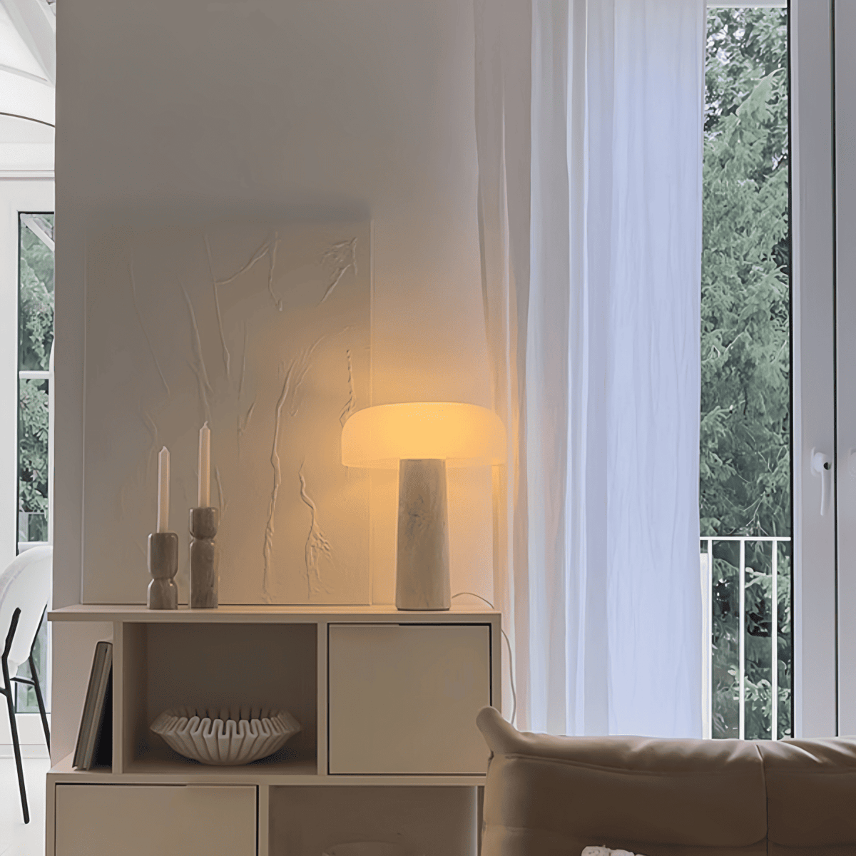 โคมไฟตั้งโต๊ะตกแต่งบ้าน - Nordic Travertine Table Lamp