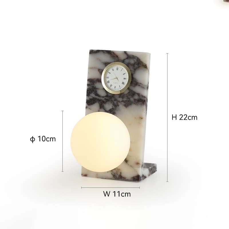 นาฬิกาโคมไฟตั้งโต๊ะตกแต่งบ้าน - Marble Glow Clock Lamp