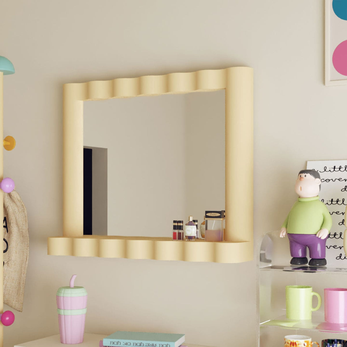กระจกแต่งหน้าตั้งโต๊ะ - Wavy Frame Mirror
