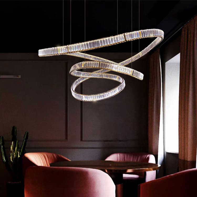 โคมไฟแต่งบ้านติดเพดาน - Ribbon Luxury Designed Stair Chandelier