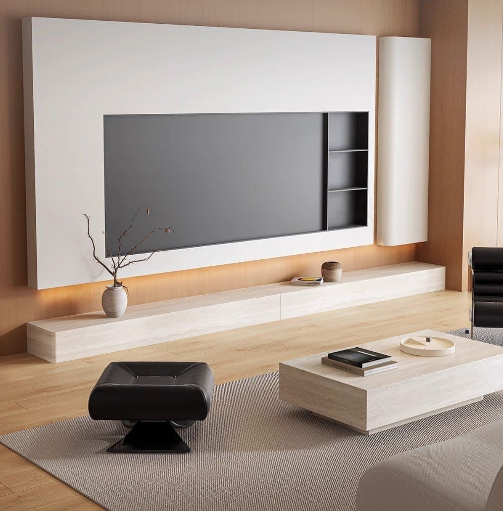 โต๊ะวางทีวีสำหรับห้องรับแขก - Travertine Decor TV Table